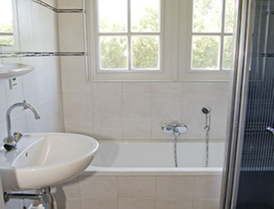 Vakantiewoning Limosa Wieringen - de badkamer met bad en aparte douche